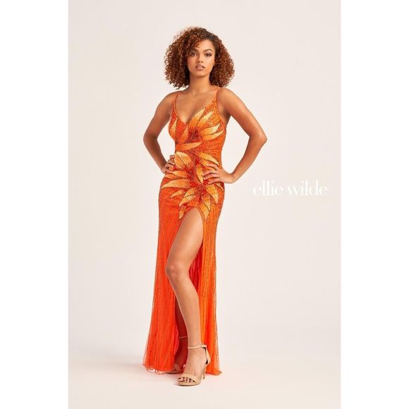 Orange Ellie Wilde Size Side slit dress - Main Image
